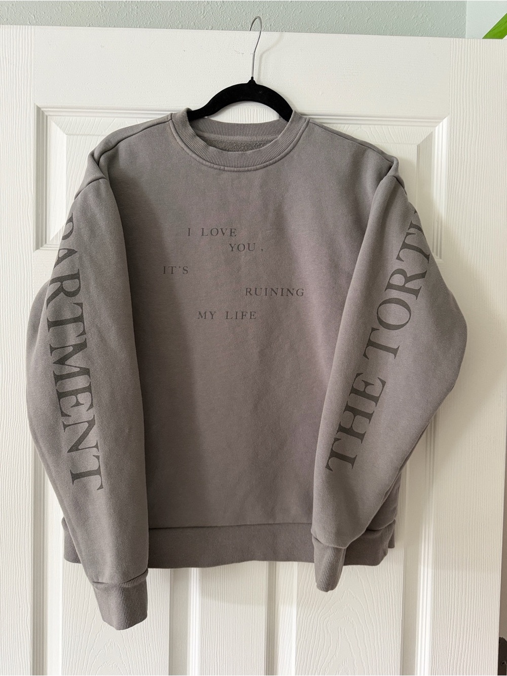 Taylor Swift Gray Graphic Crewneck Sweatshirt with Sleeve Lettering